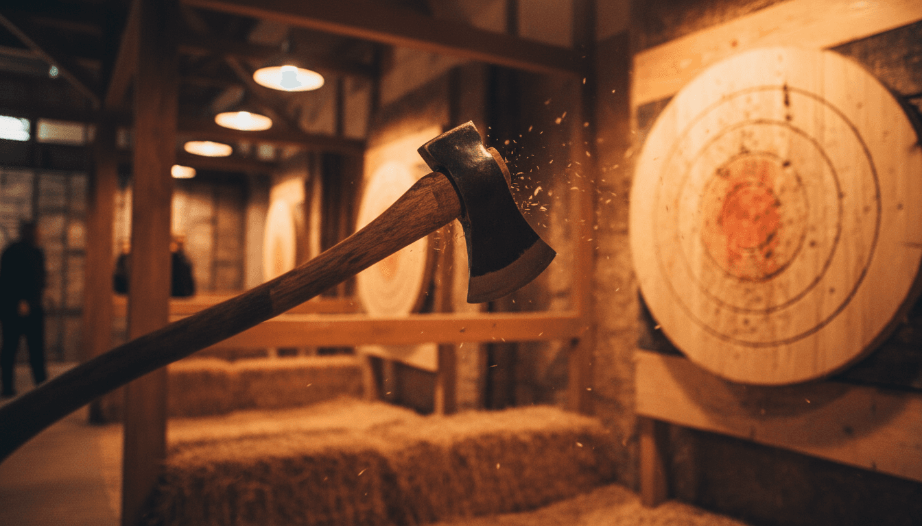 Axe throwing in action